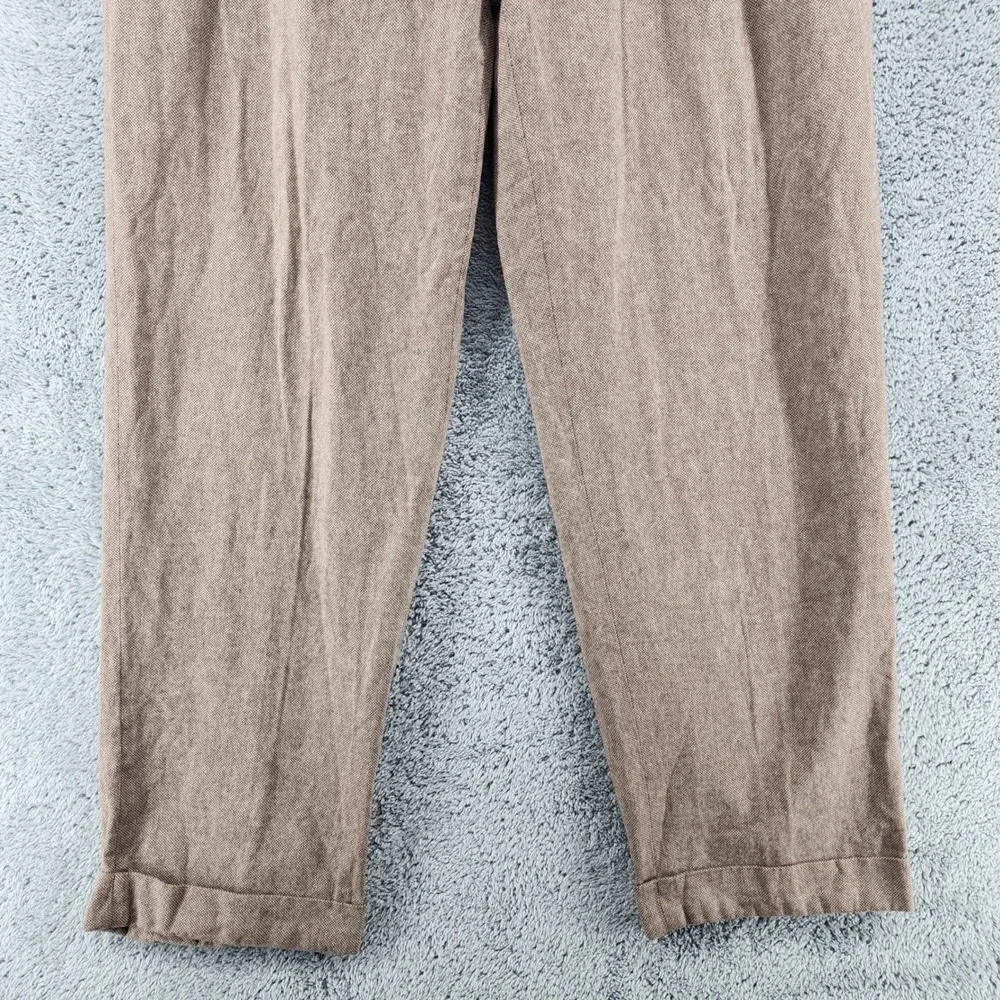 Polo Ralph Lauren Pants Men 34x32 Brown Micro Herringbone Pleated Cuffed Vintage